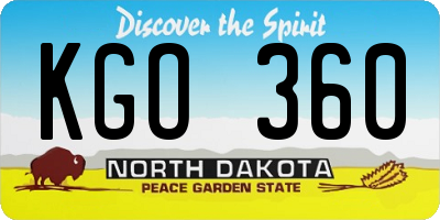 ND license plate KGO360