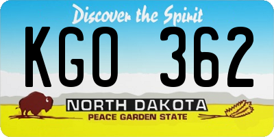 ND license plate KGO362