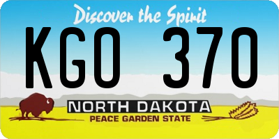 ND license plate KGO370
