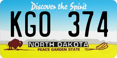 ND license plate KGO374