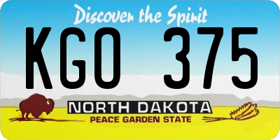 ND license plate KGO375