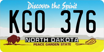 ND license plate KGO376