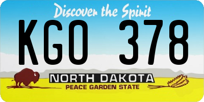 ND license plate KGO378