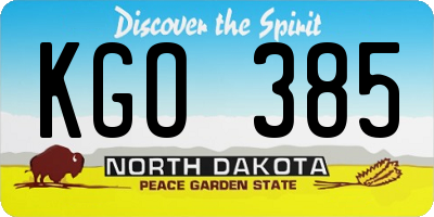 ND license plate KGO385