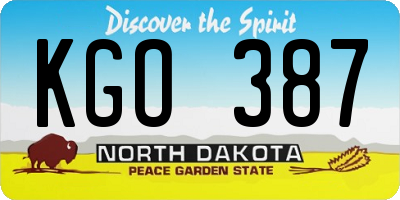 ND license plate KGO387
