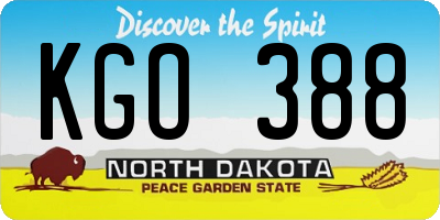 ND license plate KGO388