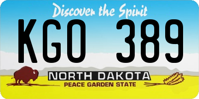 ND license plate KGO389