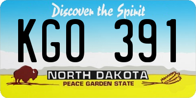 ND license plate KGO391