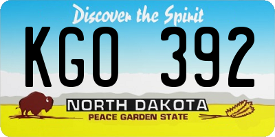 ND license plate KGO392