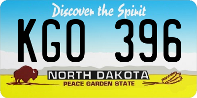 ND license plate KGO396