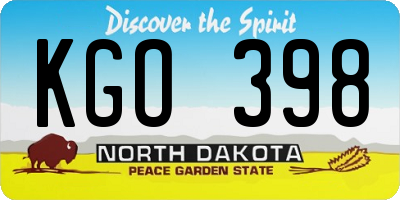 ND license plate KGO398