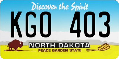ND license plate KGO403