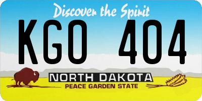 ND license plate KGO404