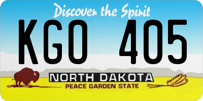 ND license plate KGO405