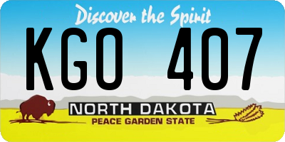 ND license plate KGO407