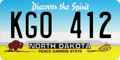ND license plate KGO412