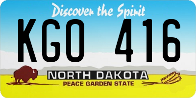 ND license plate KGO416
