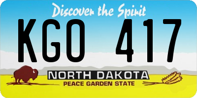 ND license plate KGO417