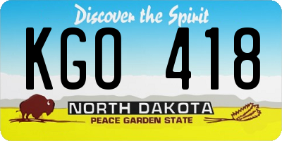 ND license plate KGO418