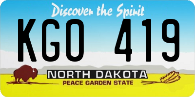 ND license plate KGO419