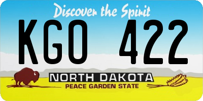 ND license plate KGO422