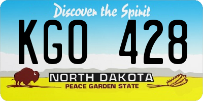 ND license plate KGO428