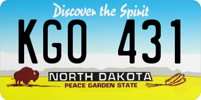 ND license plate KGO431