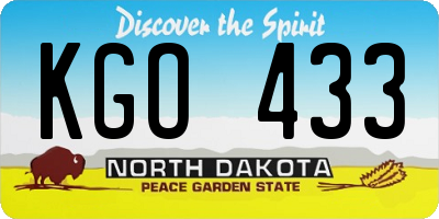 ND license plate KGO433