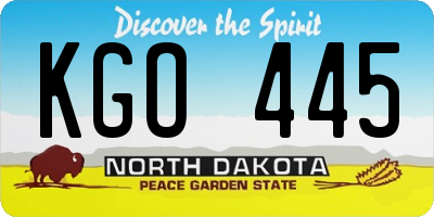 ND license plate KGO445