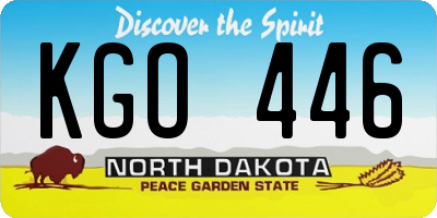 ND license plate KGO446