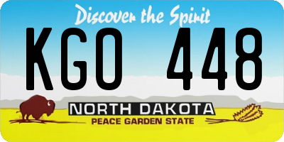 ND license plate KGO448