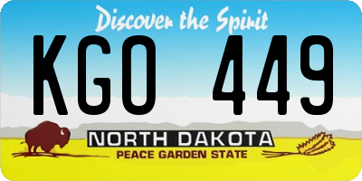 ND license plate KGO449