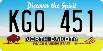 ND license plate KGO451