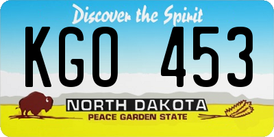 ND license plate KGO453