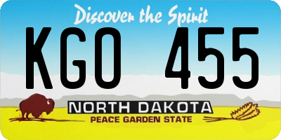 ND license plate KGO455
