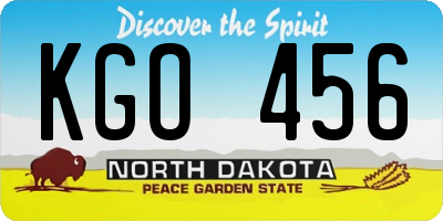 ND license plate KGO456