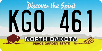 ND license plate KGO461