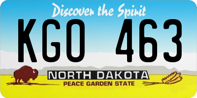 ND license plate KGO463