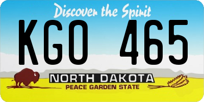 ND license plate KGO465