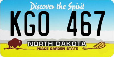 ND license plate KGO467