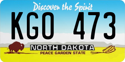 ND license plate KGO473