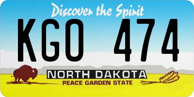ND license plate KGO474