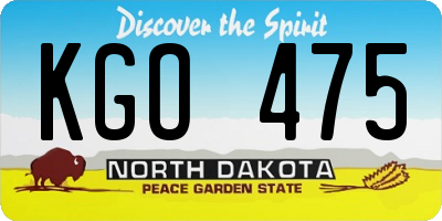 ND license plate KGO475