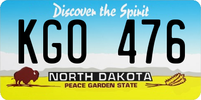 ND license plate KGO476