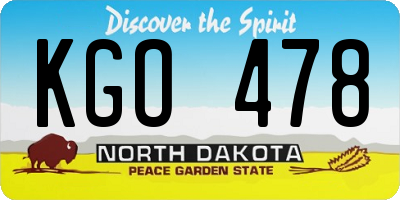 ND license plate KGO478