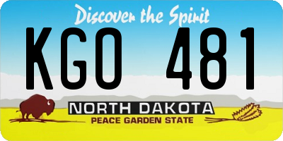 ND license plate KGO481