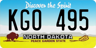 ND license plate KGO495