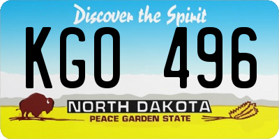 ND license plate KGO496
