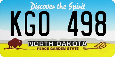 ND license plate KGO498