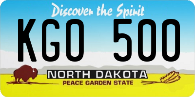 ND license plate KGO500